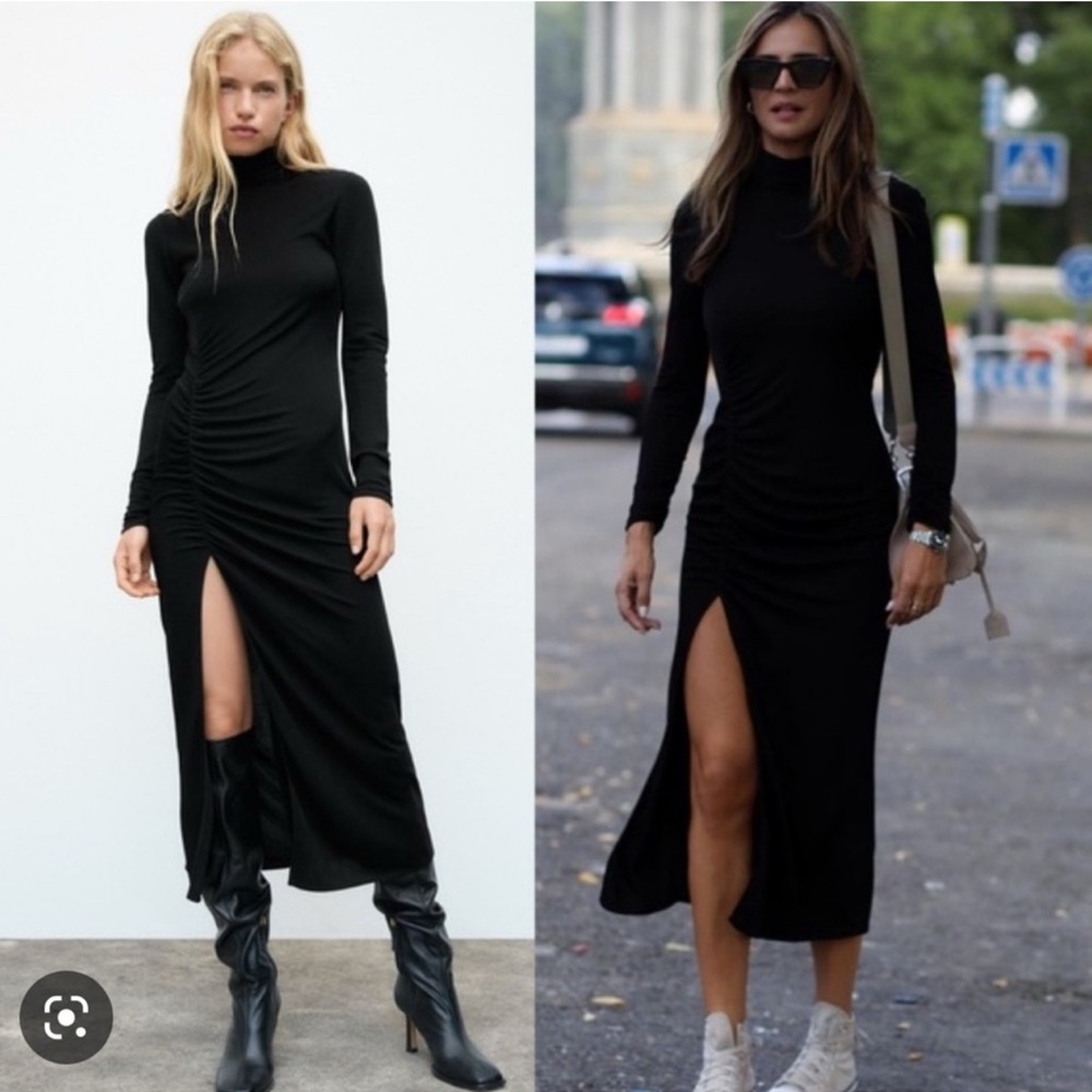 Zara Black Midi Dress with Side Slit